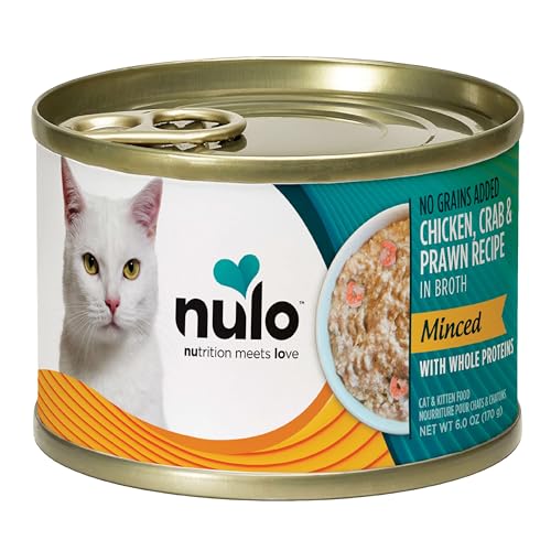 Nulo Minced with Whole Proteins Wet Canned Cat Food, Chicken, Crab, and Prawn in Broth, 6.0 Ounce, 8 Cans