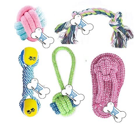 The Dds Store Combo Of 5 Piece Puppy Toys Dog Toys For Medium Dogs Avoiding Puppy Boredom Anxiety Teething Set Knots Cotton Doy 