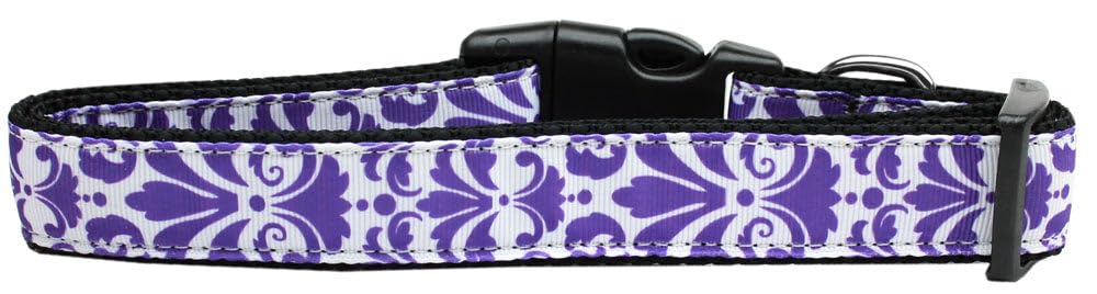 Pet Dog & Cat Nylon Collar, "Damask" *Available in 10 different colors!* Purple SM Collar