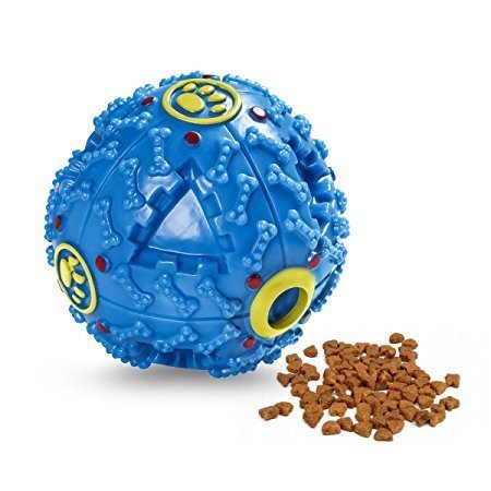 Woofy Durable Plastic Pet Interactive IQ Training Squeaky Treat Dispenser Ball Toy Ideal for Playing and Chewing Dogs and Puppie