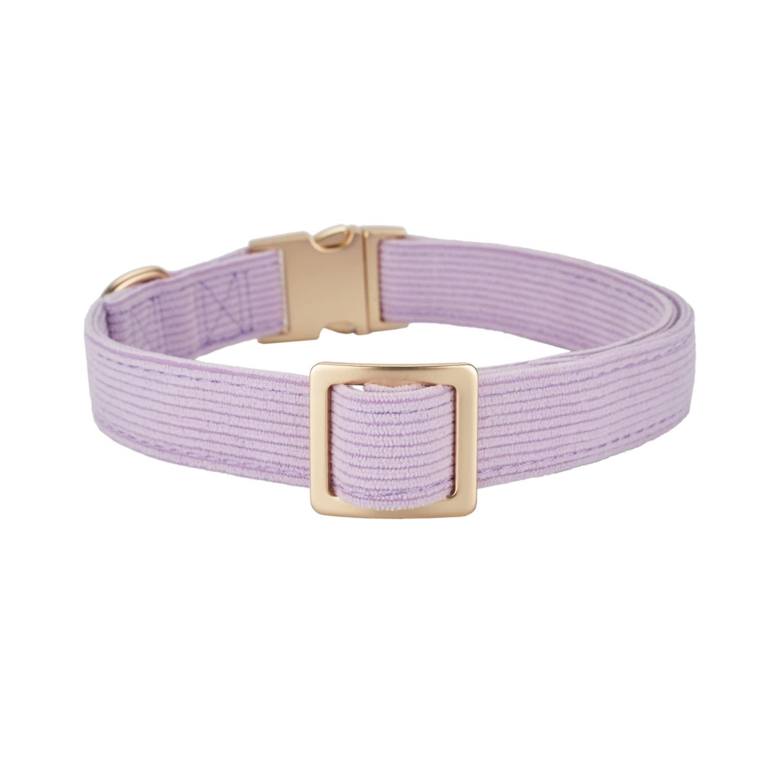YUDOTE Soft Cotton Dog Collar with Metal Buckle Adjustable Heavy Duty Comfy Corduroy Collars for Small Medium Large Dogs,Lilac,S