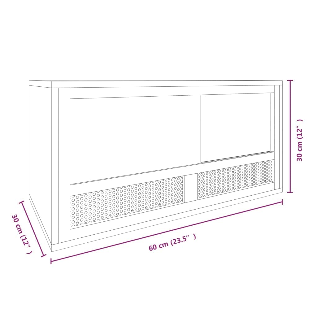 vidaXL Terrarium - Engineered Wood & Glass Box / 23.6"x11.8"x11.8" - Safe Reptile Feeding Cage with Steel Airflow Nets