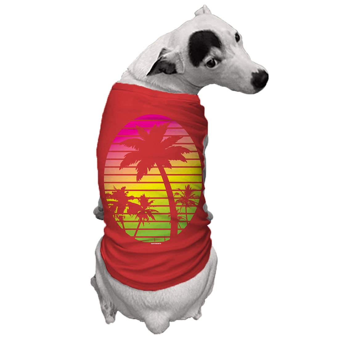 Palm Tree Scene - Dog Shirt (Red, 2X-Large)