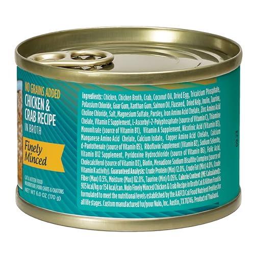 Nulo Finely Minced Chicken & Crab Flavor Wet Canned Cat Food, 6.0 Ounce (Pack of 8)