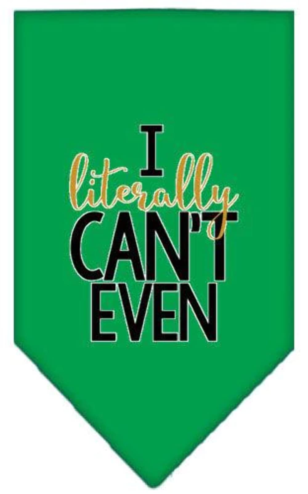 Pet and Dog Bandana Screen Printed, "I Literally Can't Even" Lime Green Large