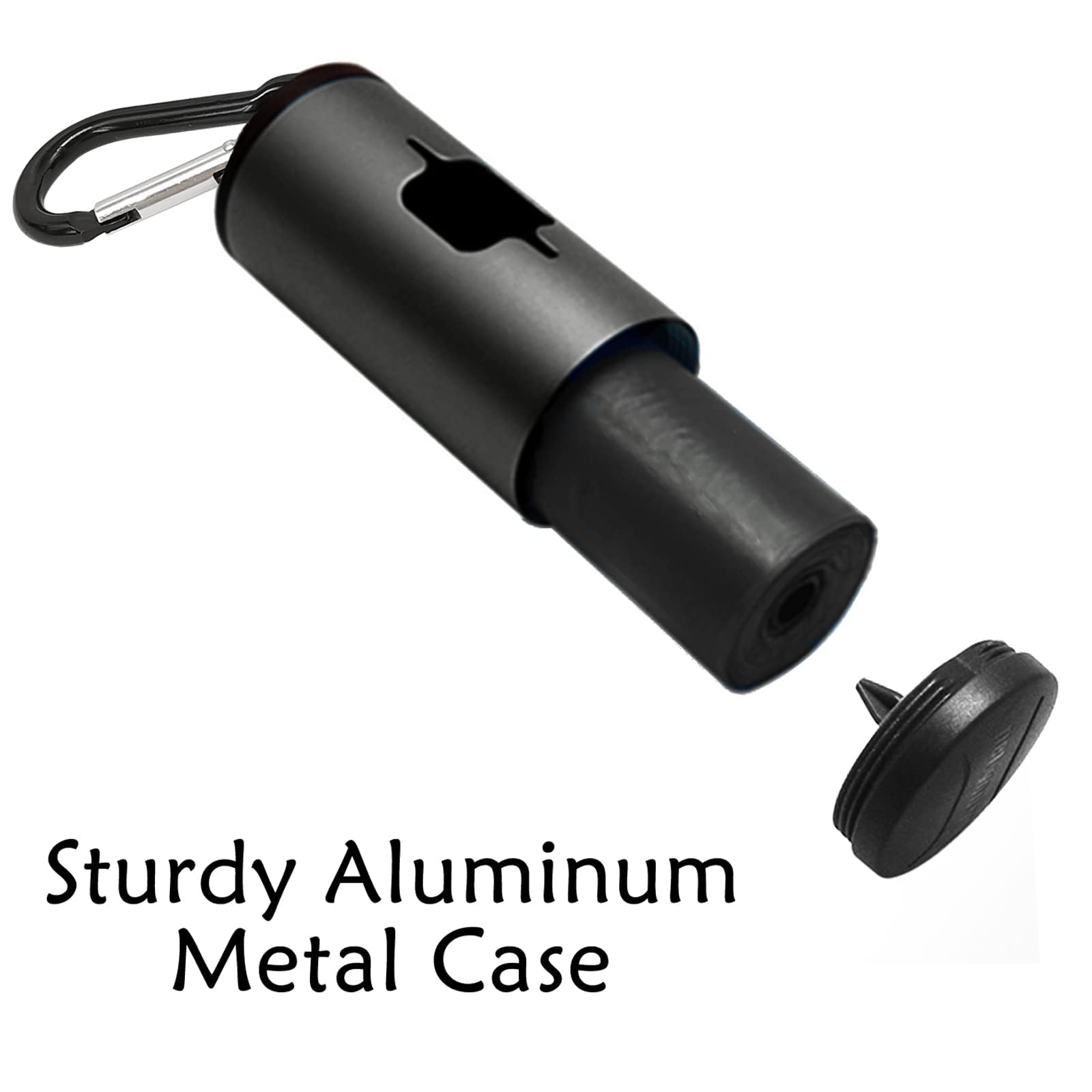 Yuchiya Aluminum Dog Poop Bags Holder With Carabiner Metal Pet Waste Bags Dispenser With Hook And Loop Fastener And Elastic Cord To Carry Used Bags(Black, 1 Holder 195 Bags)
