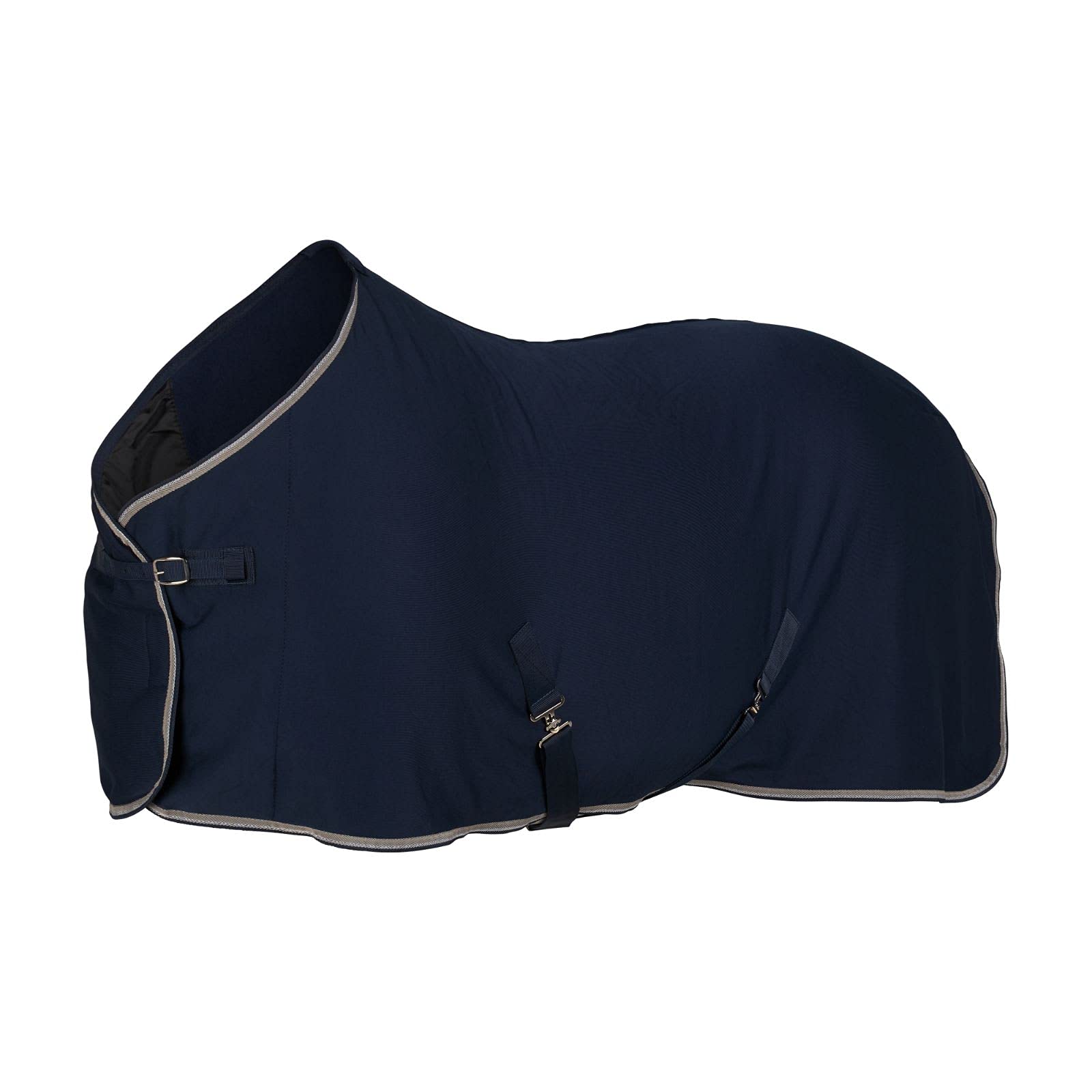 Horze Moisture-Wicking Secure-Fit Soft Fleece Cooler Horse Blanket Or Liner - Dark Blue/Beige - 72'
