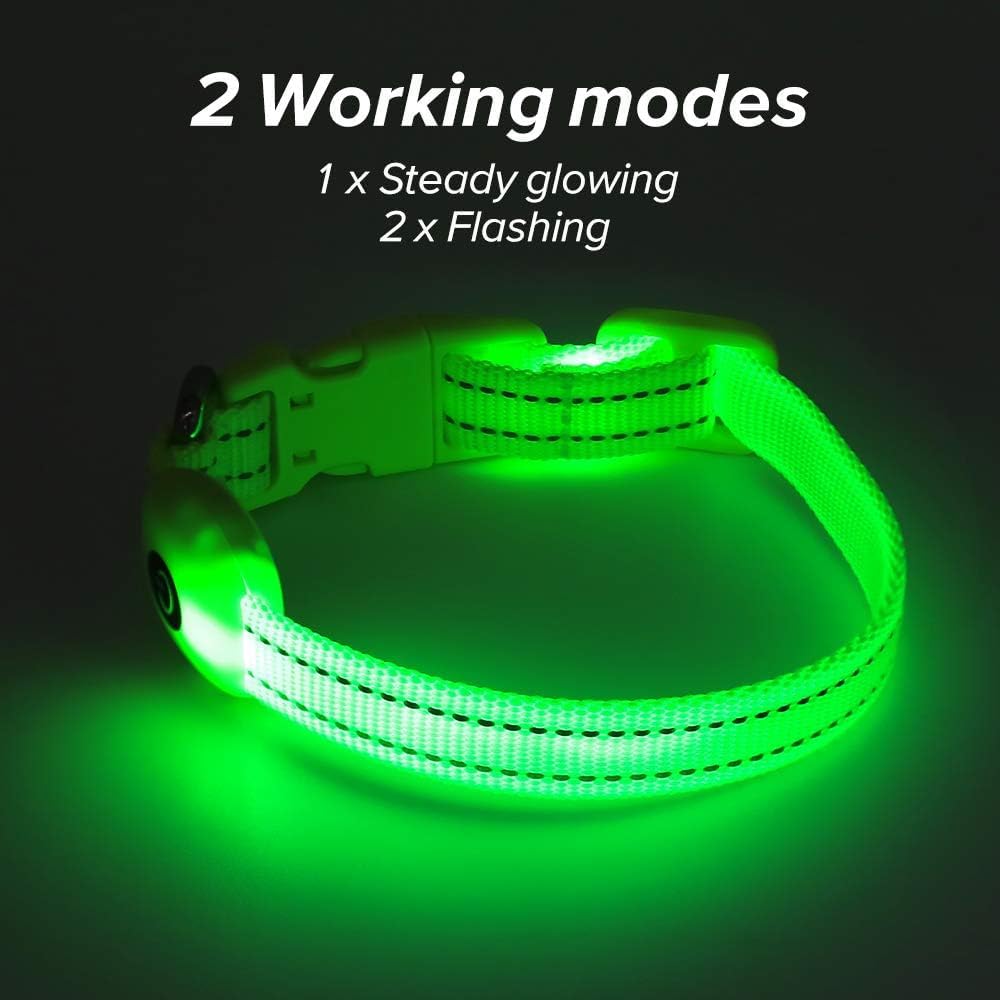 Bseen Light Up Dog Collars - Glowing Led Dog Collar Rechargeable Puppy Collar For Small Dogs & Cats, Safety Dog Lights For Night