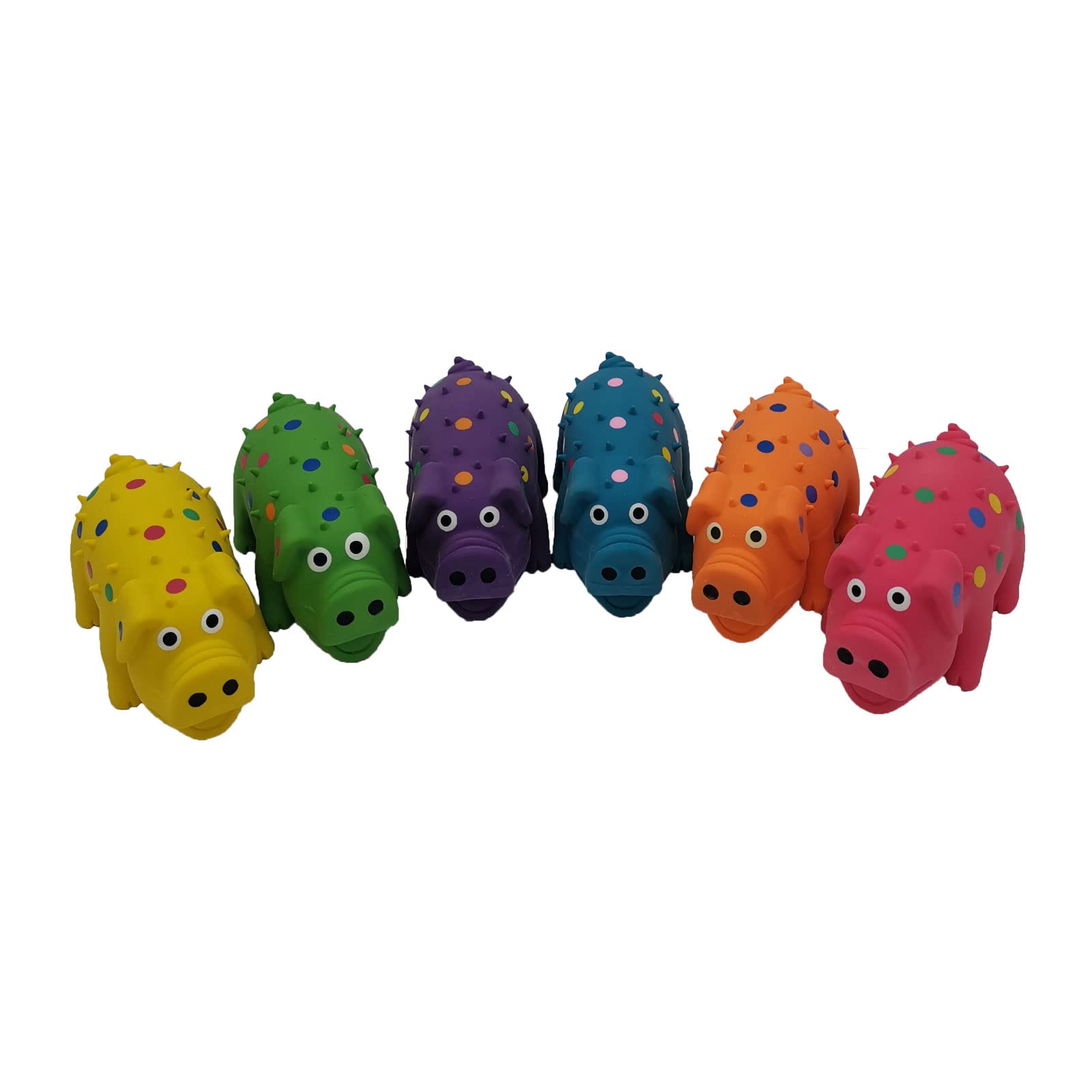 Hoiasem 6 Pack 4 Inch Mini Latex Dog Squeaky Toys Polka Dot Piglet Pig Dog Toy For Mimi Small Dogs