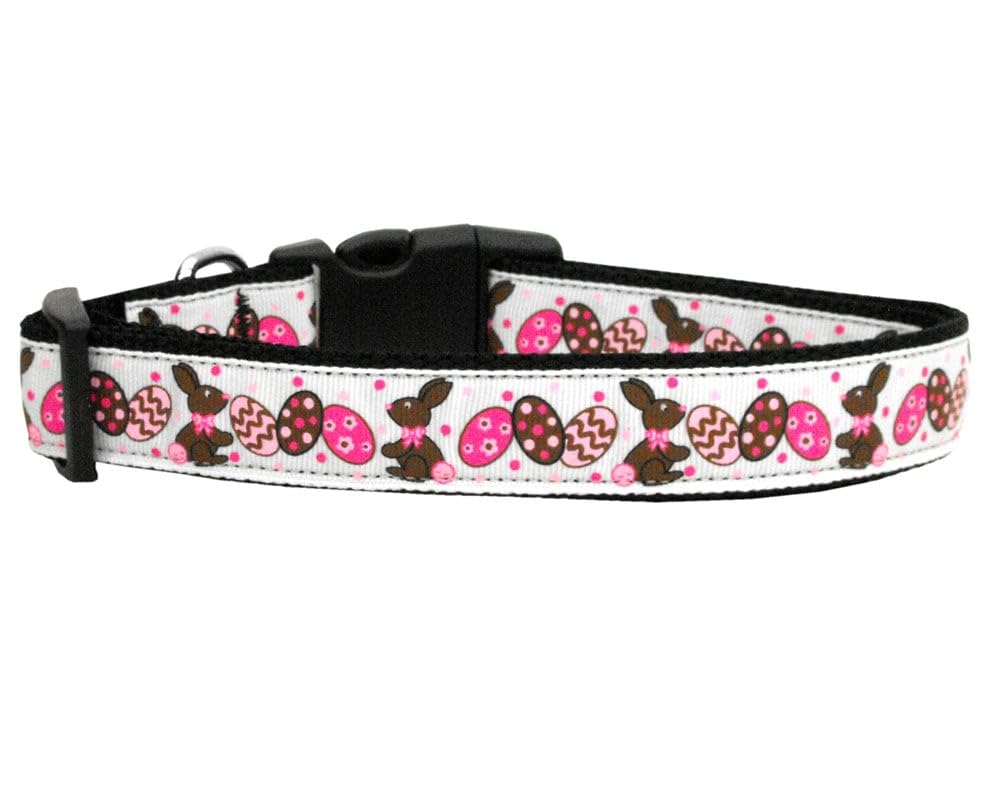 Pet Dog & Cat Nylon Collar or Leash, "Chocolate Bunnies" XL Collar