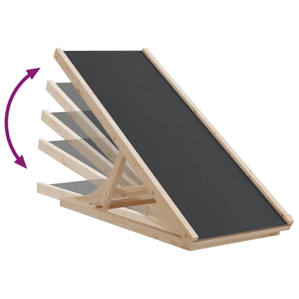 vidaXL Adjustable Height Solid Wood Dog Ramp - Anti-Slip Polyester Surface, Foldable Design for Easy Storage, Suitable for Small to Large Pets, Gray
