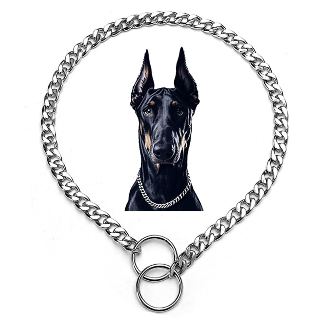 Silver Dog Choke Collars,Metal Slip Link Puppy Dog Chain Martingale Collar Heavy Duty Training Choker Collar Boy Girl For Xs Sma