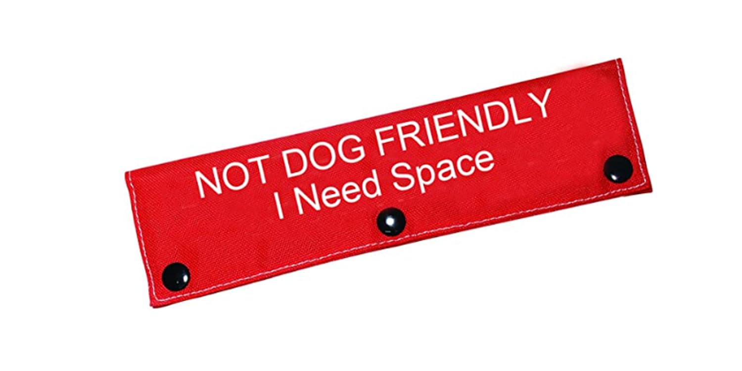 Funny Dog Leash Sleeve Not Dog Friendly Space Dog Leash Wrap Alert Hanging Id Patch Tag Pet Birthday Gift(Friendly Space-Sleeve)