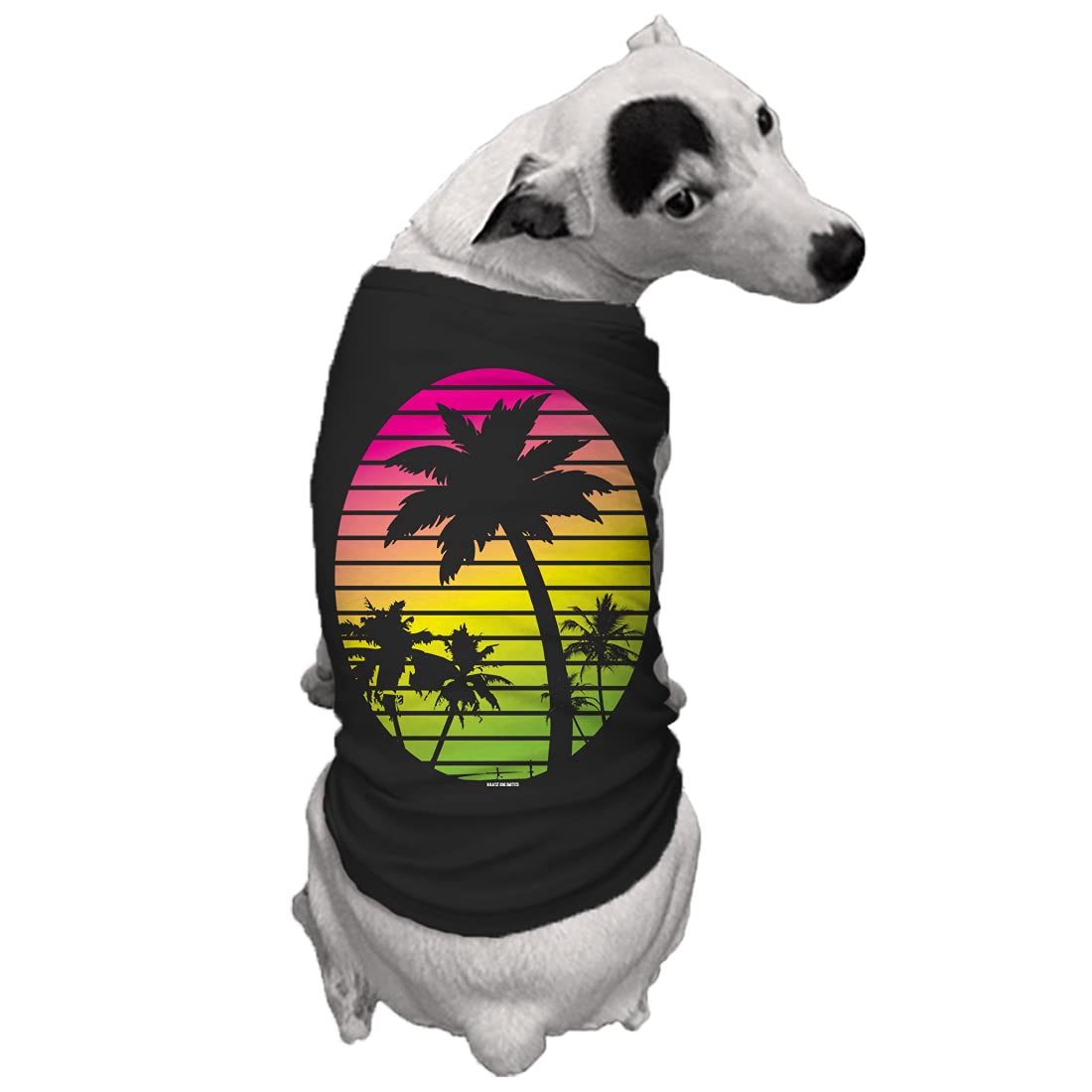Palm Tree Scene - Dog Shirt (Black, Medium)