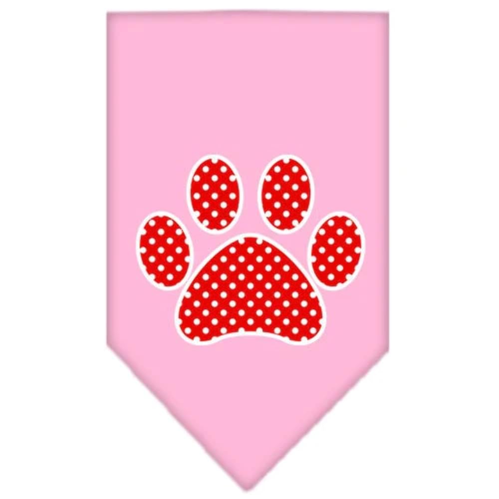 Pet and Dog Bandana Screen Printed, "Red Swiss Dot Paw" Lime Green Small