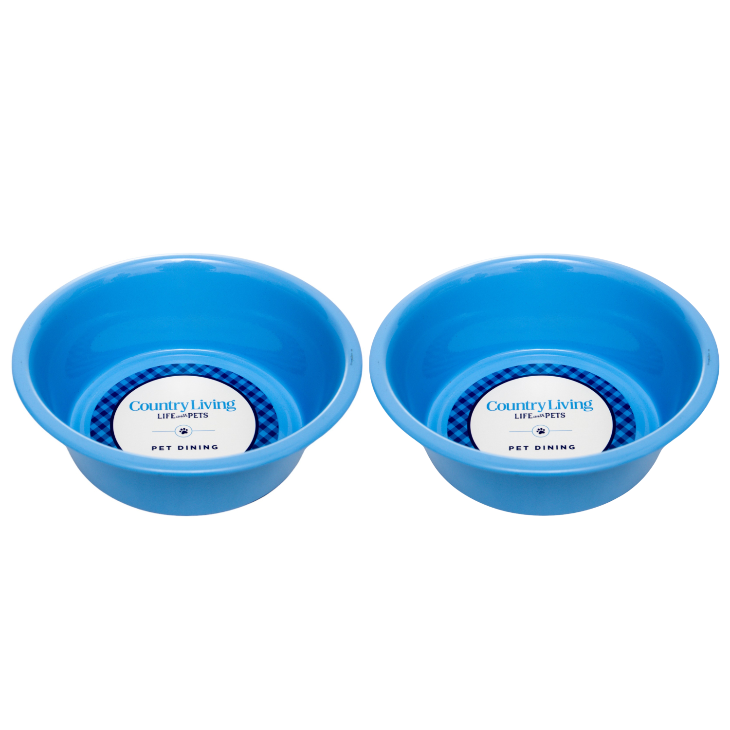 Country Living Set of 2 Coated Stainless Steel Heavy Dog Bowls - Ideal for Medium to Large Breeds