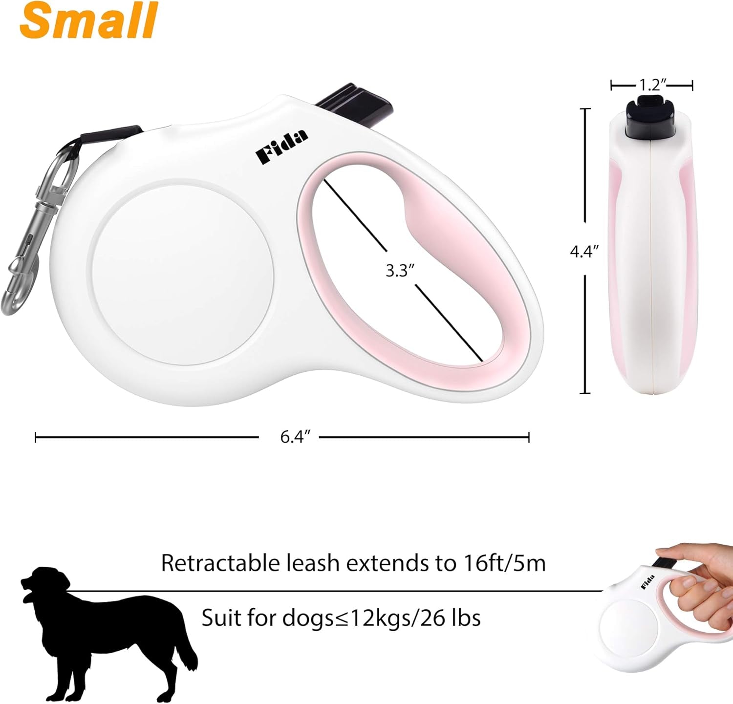 Retractable Dog Leash 16ft For Small Dogs Reflective Anti Slip Handle Bags