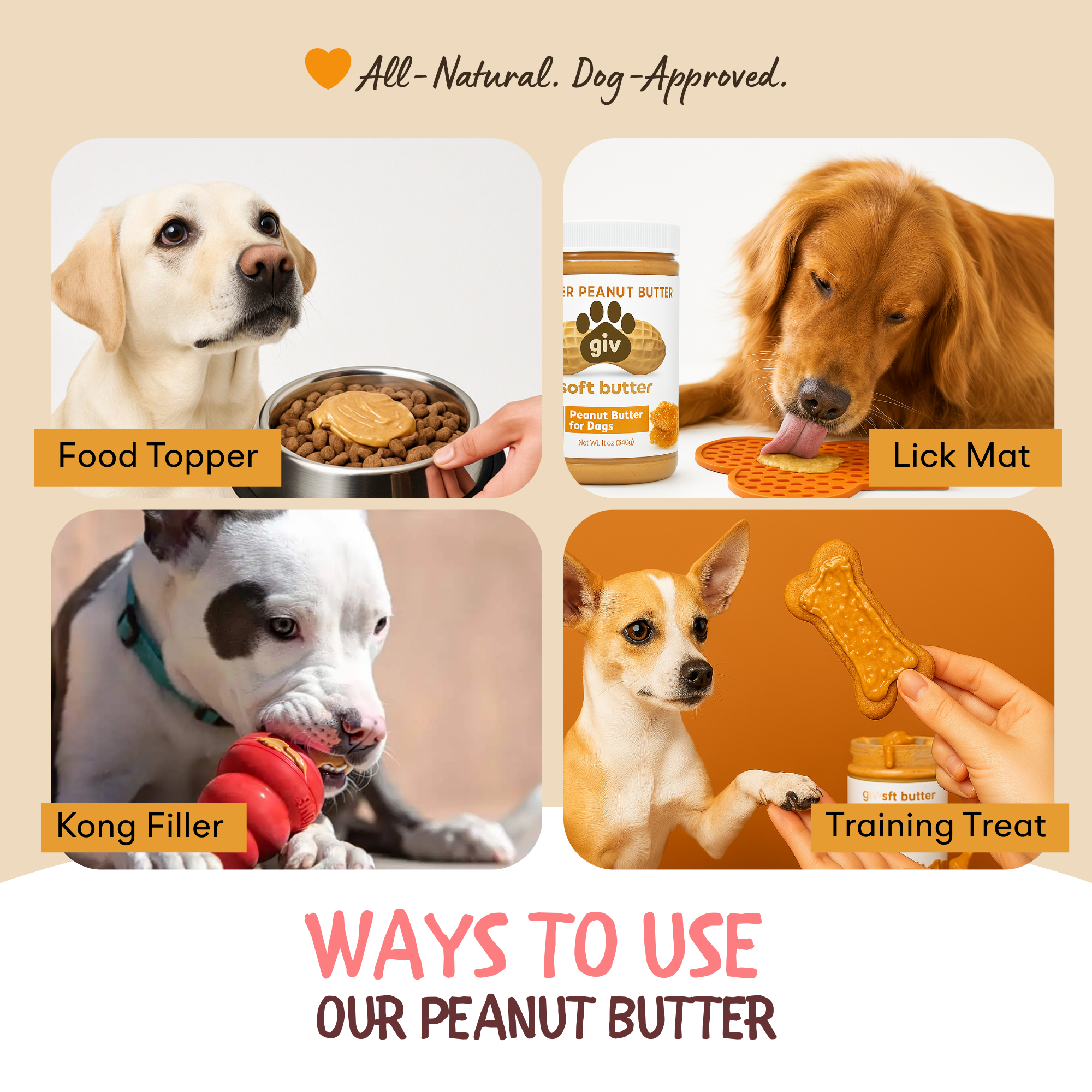 Dog Peanut Butter 4oz Pouch (10 Count)