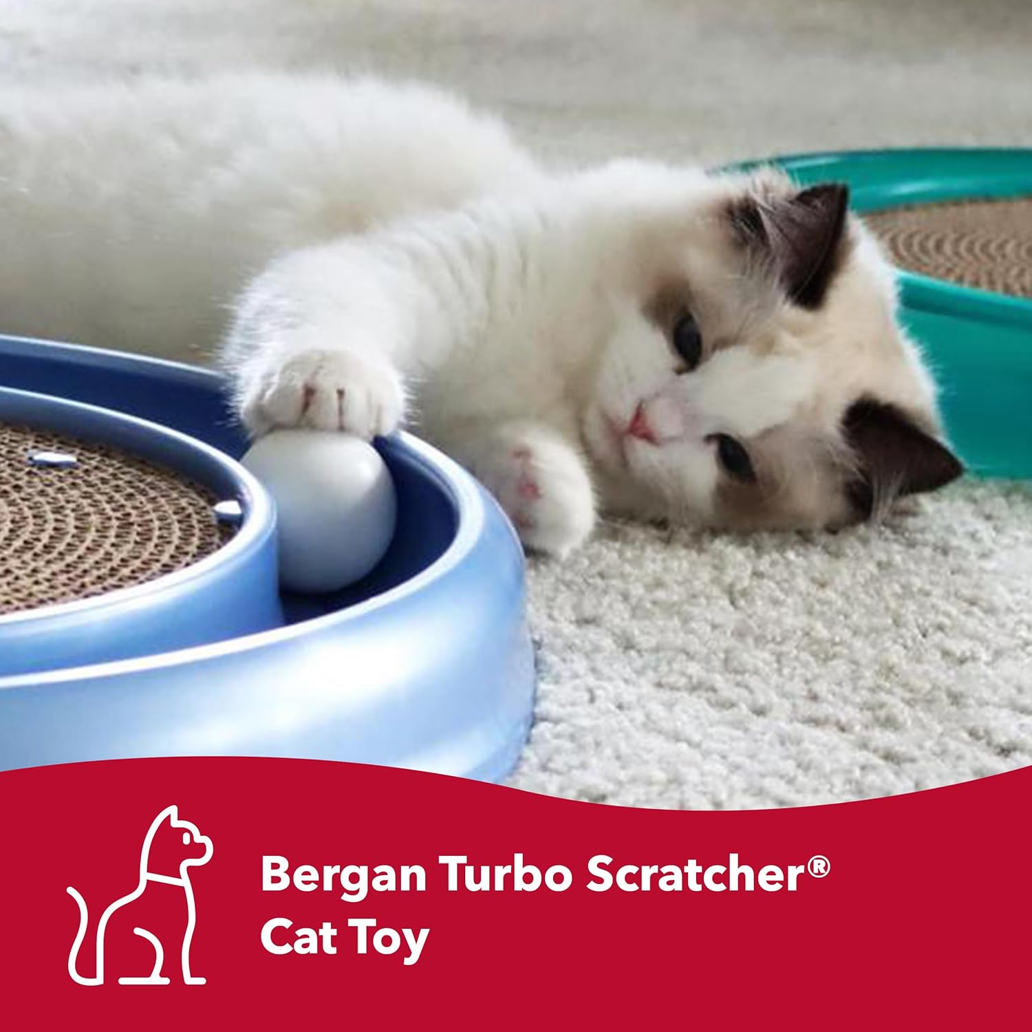 Bergan Turbo Scratcher Cat Toy 16” + Grooming Arch Combo - Interactive Scratch Pad & Self Groomer for Cats