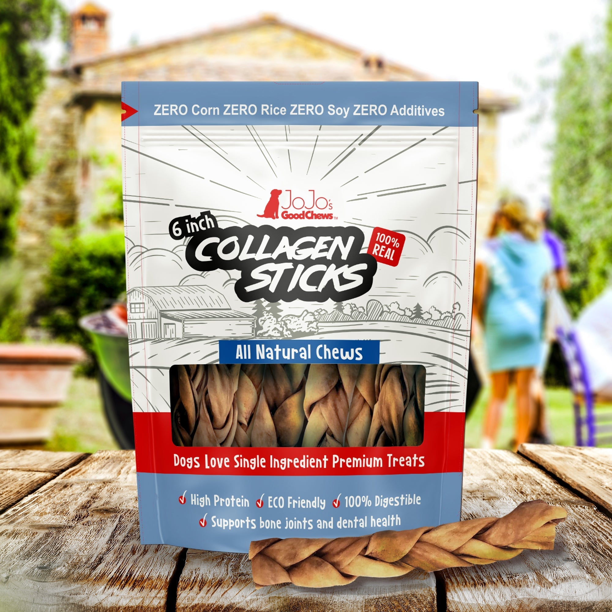 6" Braided Beef Collagen Sticks for Dogs, 4-Pack