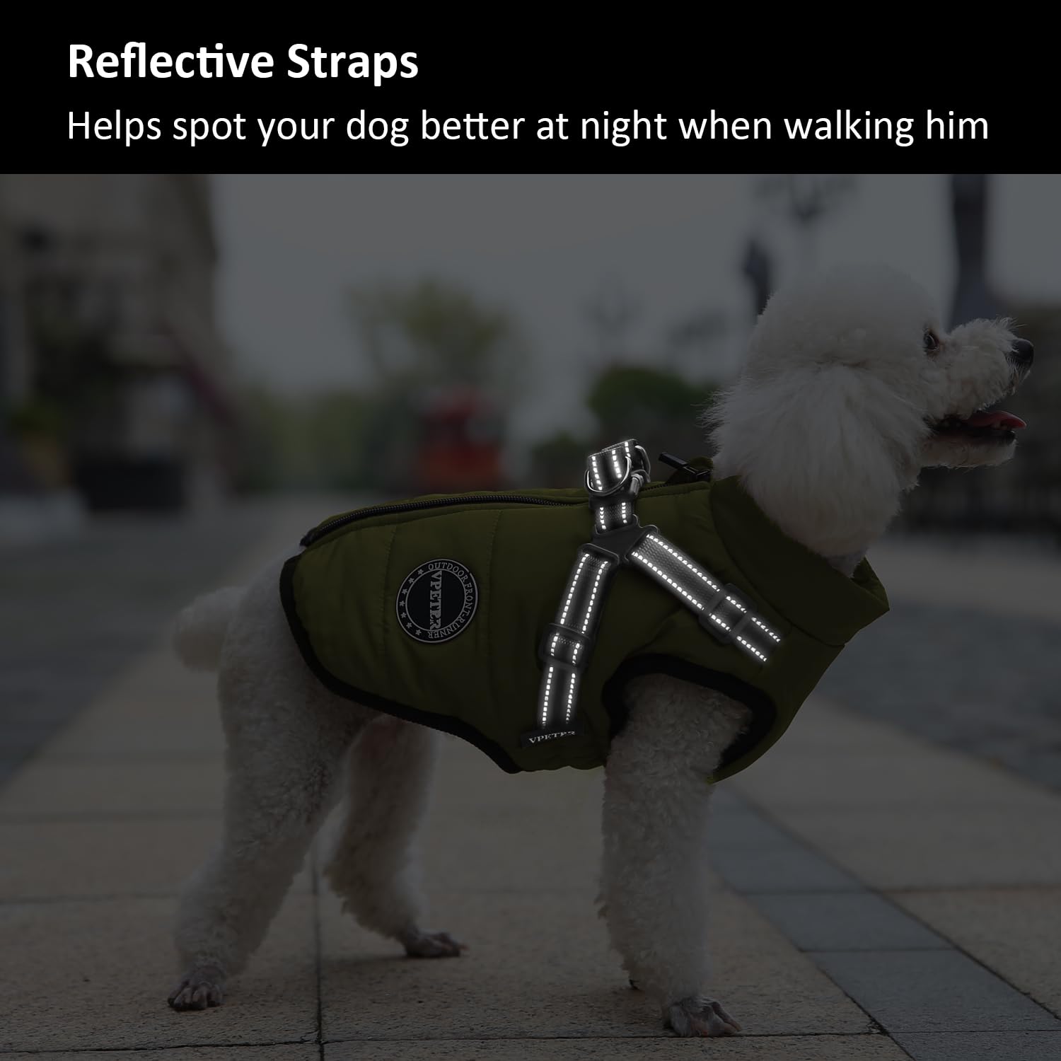V.Pet.B.R Warm Dog Jacket - Padded Fleece Vest With Built-In Harness, Waterproof Windproof Reflective Cozy Snow Pet Coat With Zi