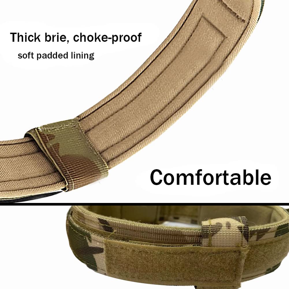 Tactical Dog Collar Military Dog Collar Adjustable Nylon Dog Collar Heavy Duty Metal Buckle With Handle For Dog Training (Camo,S)
