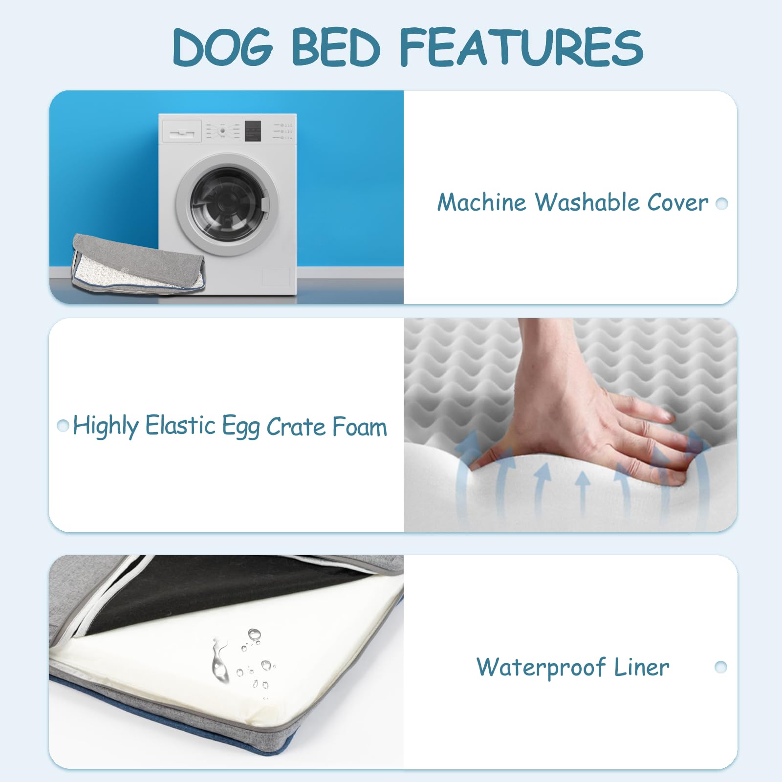 Empsign Reversible Cool And Warm Dog Bed For Crate Pad, Pet Beds With Washable And Removable Cover, Dog Crate Bed Sleeping Mats, Bed For Dog Crate For Large Medium Small Dogs, Grey