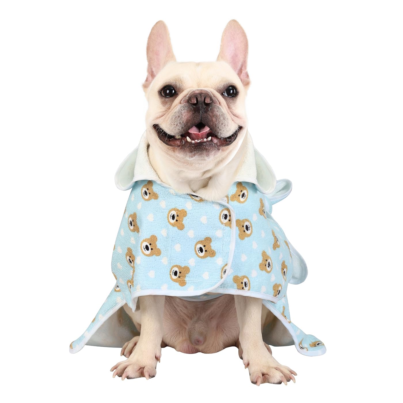 Hde Dog Bathrobe Super Absorbent Quick Drying Towel With Hood For All Dog Breeds Sizes S-Xxl - Teddy Bears - S