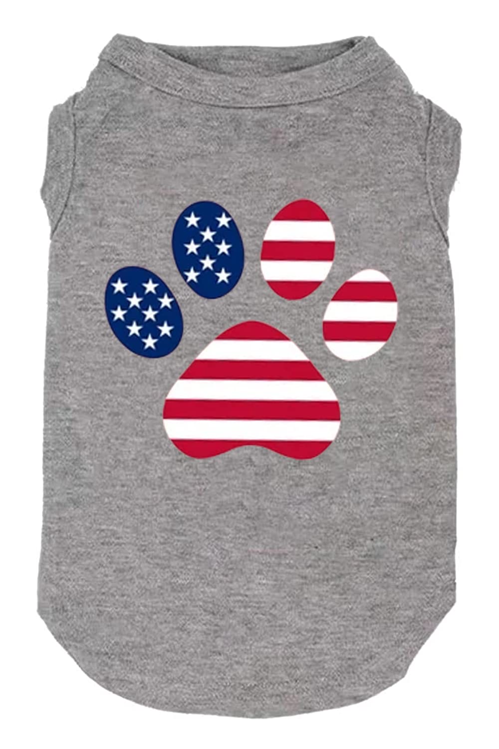 Weokwock American Flag Dog Shirt - 4Th Of July Funny Graphic T-Shirts & Sport Vest (Medium, Grey02)