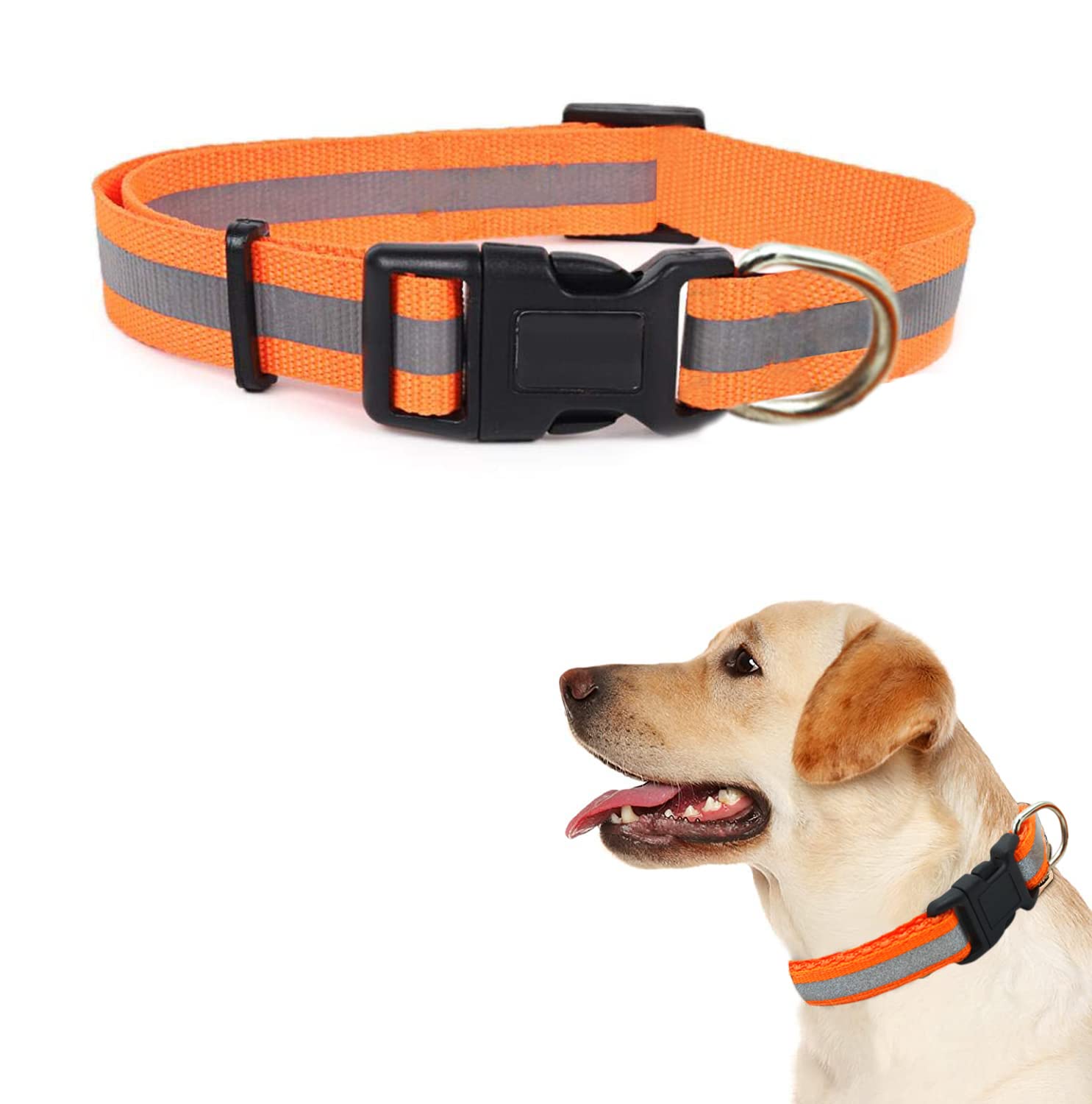 Sage Square Reflective Dog Collar, Colorful, Release Buckle, Training, Safe, Durable, Reflective Strip For Puppies, Dogs, Cats