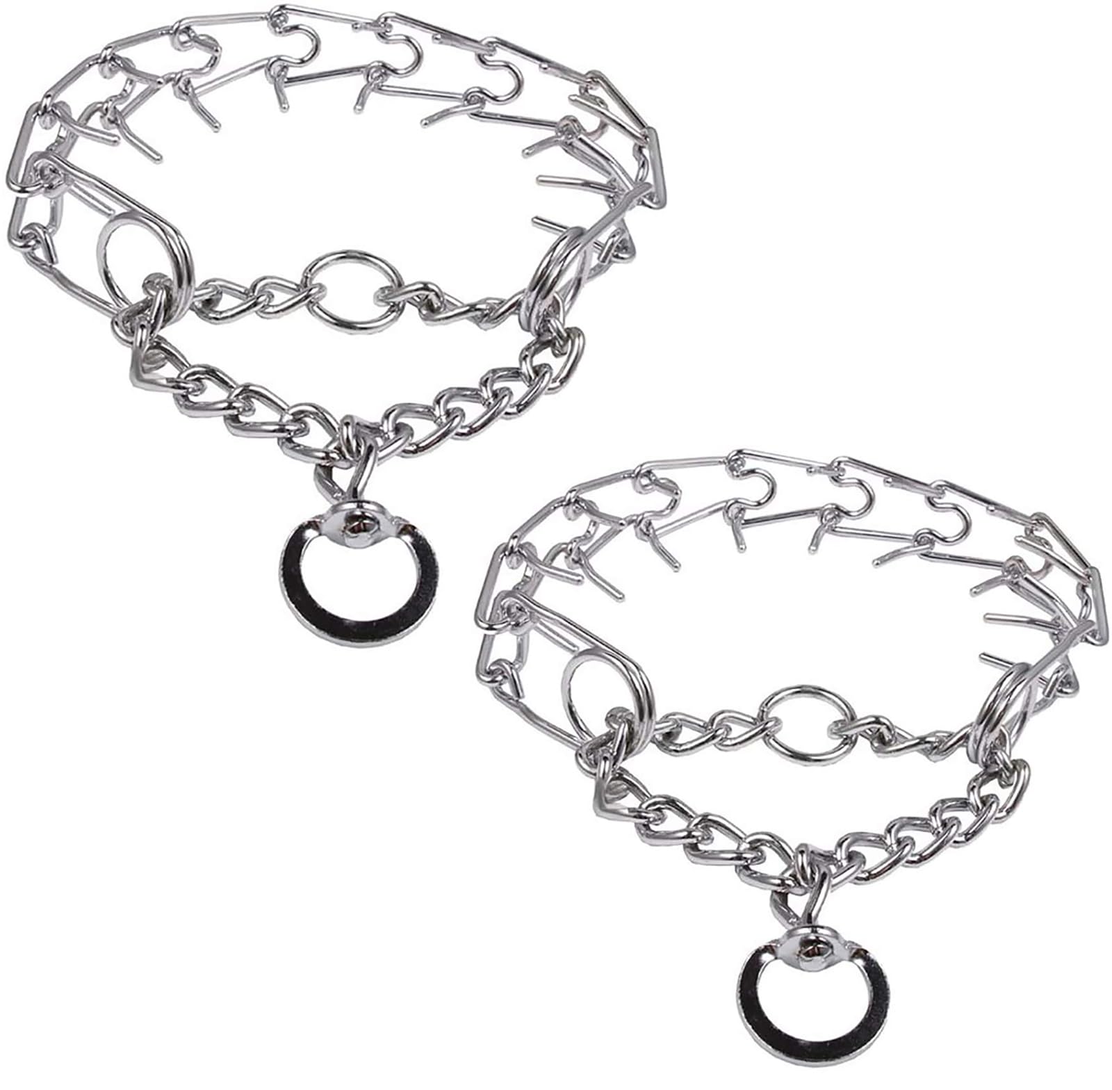 Darkyazi Durable Pinch Collar Stainless Steel Dog Adjustable Pet Training Collar For Medium Large Dogs (X-Large (2 Pack), Silver