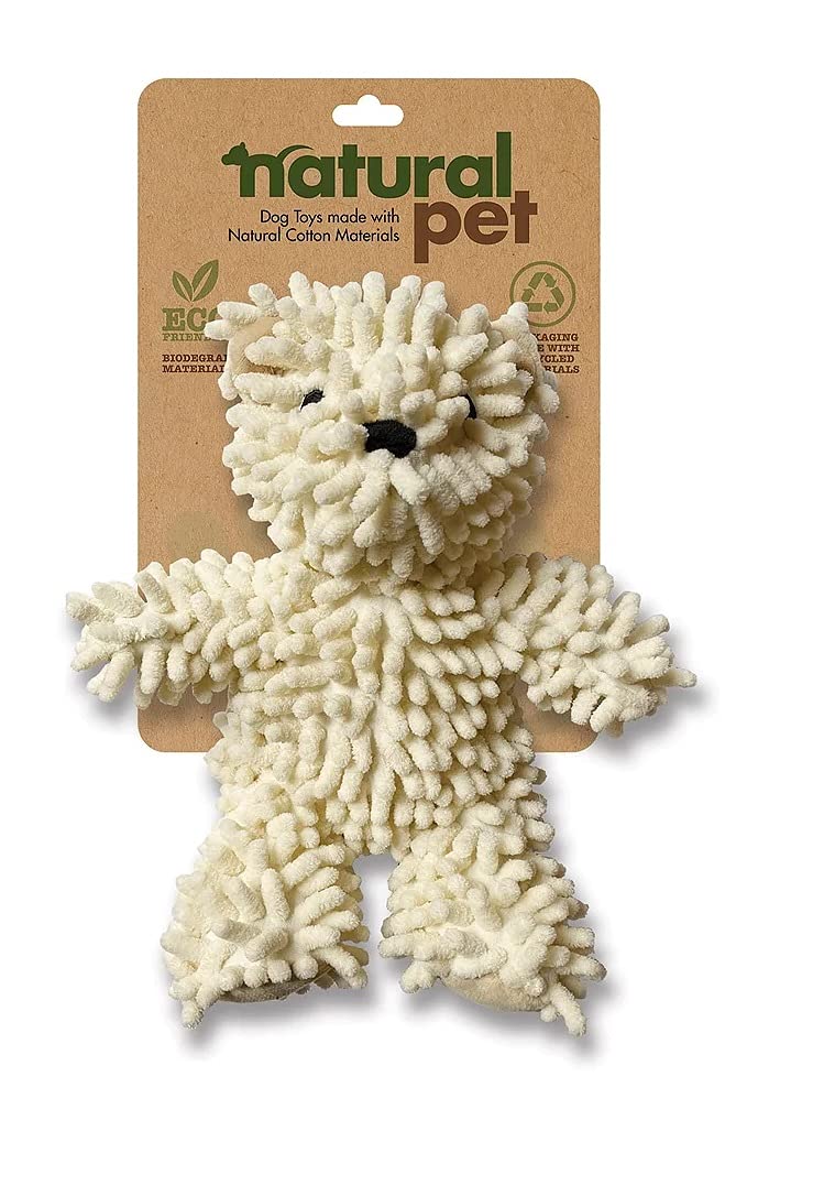 Nubz Bear Dog Toy Premium Natural Plush With Squeaker