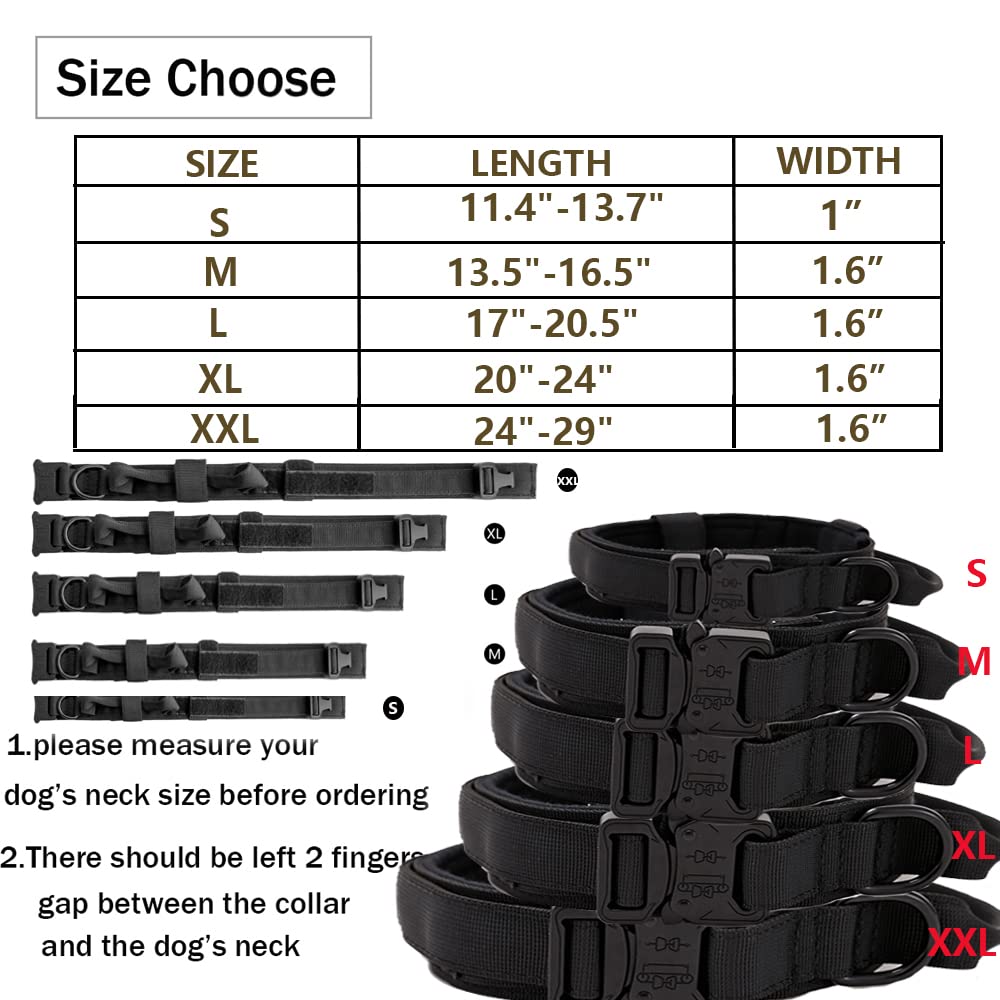 Tactical Dog Collar And Leash Set Tactical Dog Collar With Handle Bungee Leash Adjustable Military Training Nylon Collar Dog Training Collar Leash Set With Control Handleand Metal Buckle(Pink M