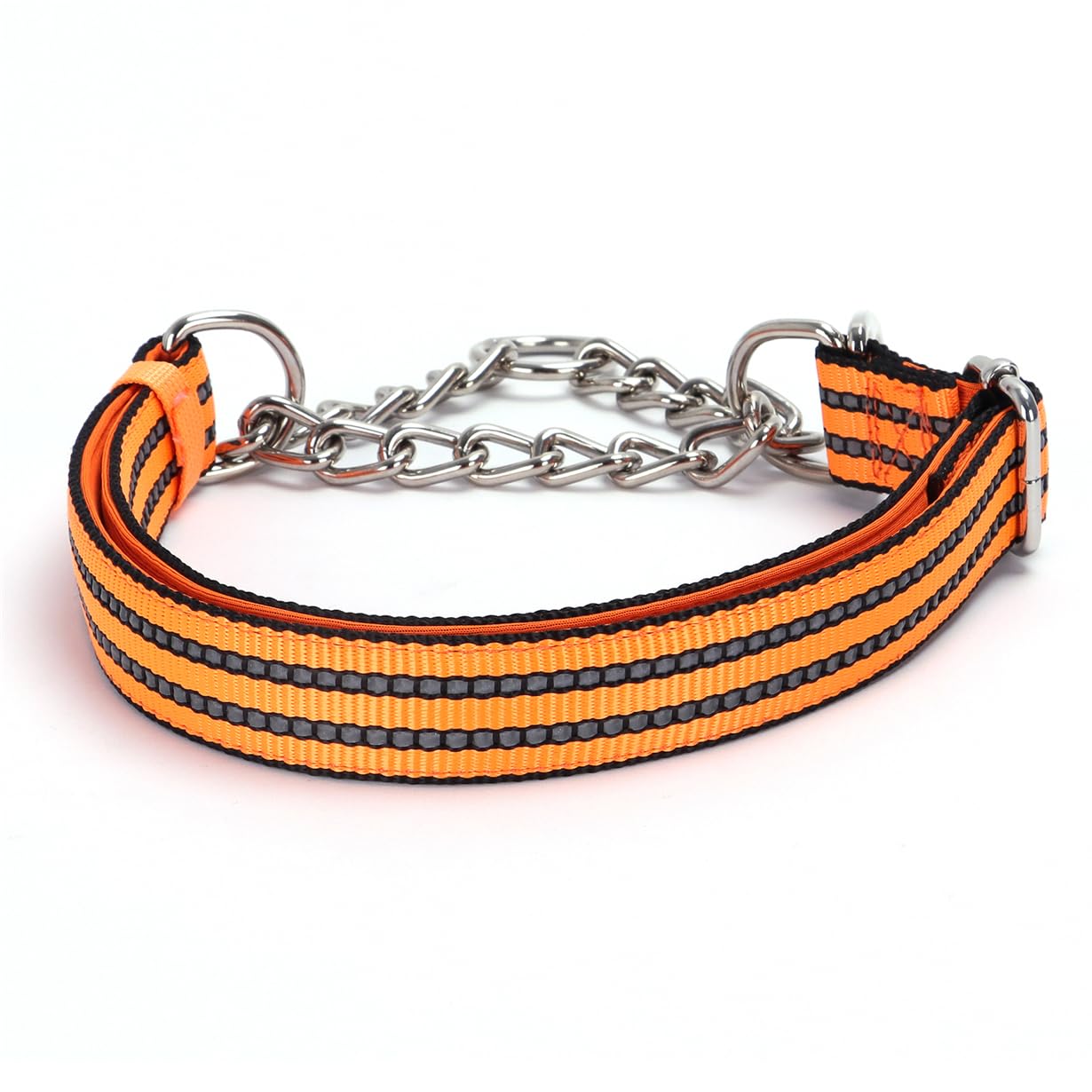 Martingale Collar For Large Dogs, Male Reflective Nylon Dog Chain Collar Escape Proof Heavy Duty Dog Collar With Stainless Steel