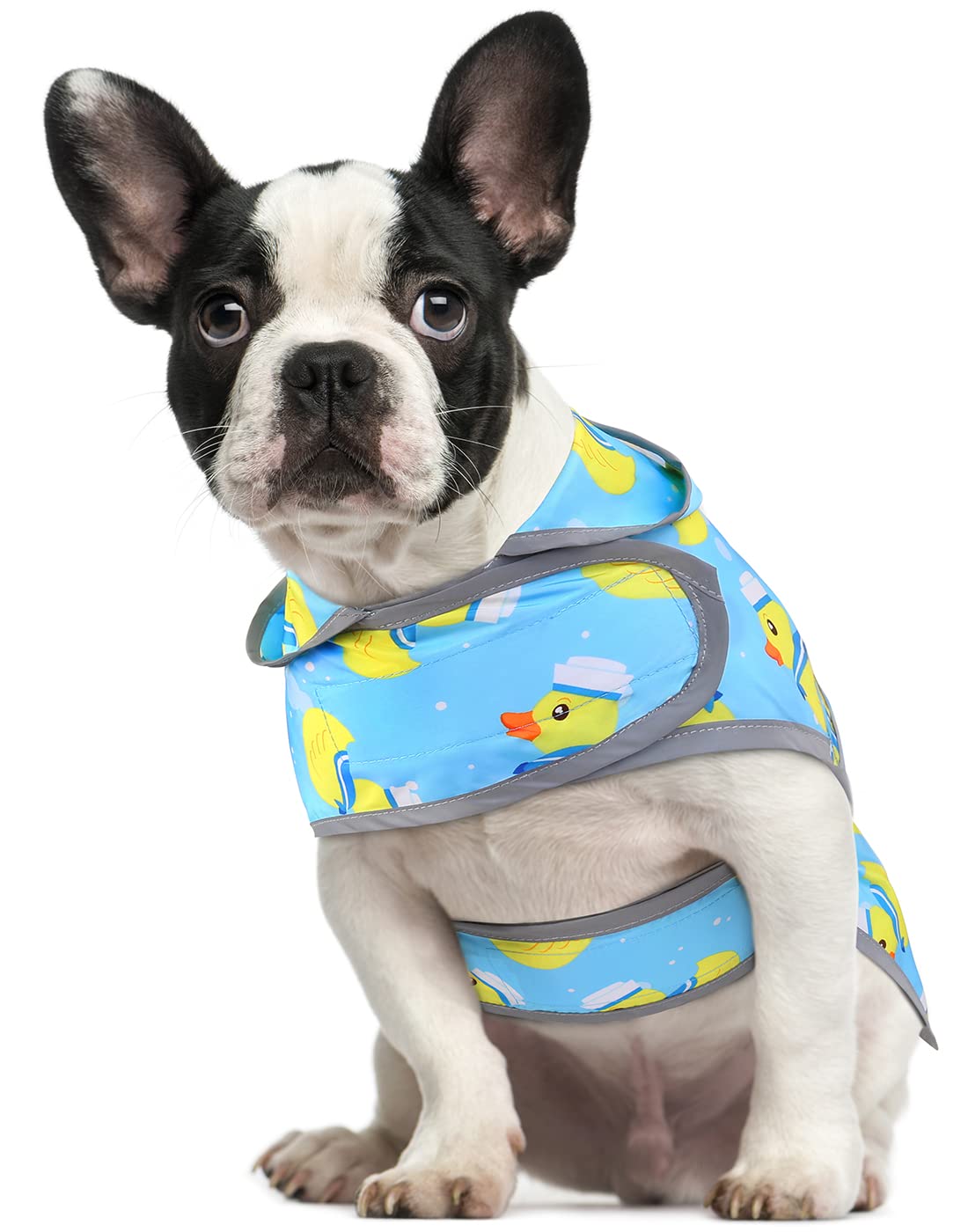Hde Dog Raincoat With Clear Hood Rain Jacket Poncho For Small Medium Large Dogs Sailor Ducks Blue - M