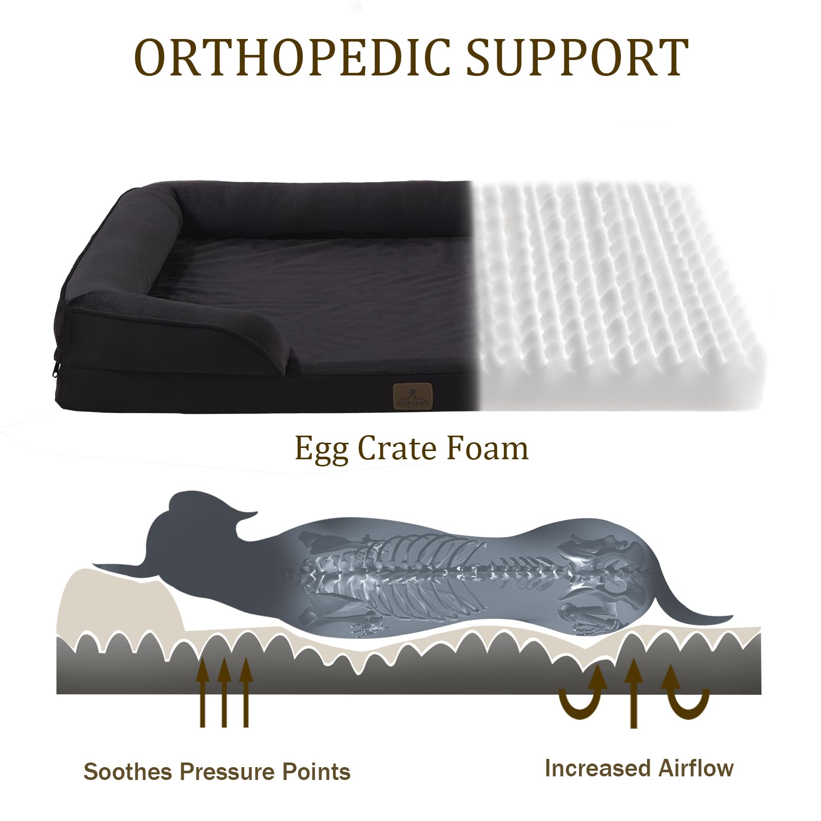 Bedfolks Orthopedic Dog Bed Xl, Waterproof Dog Sofa Bed For Extra Large Dogs, Egg Foam Pet Couch Bed With Removable Washable Cov
