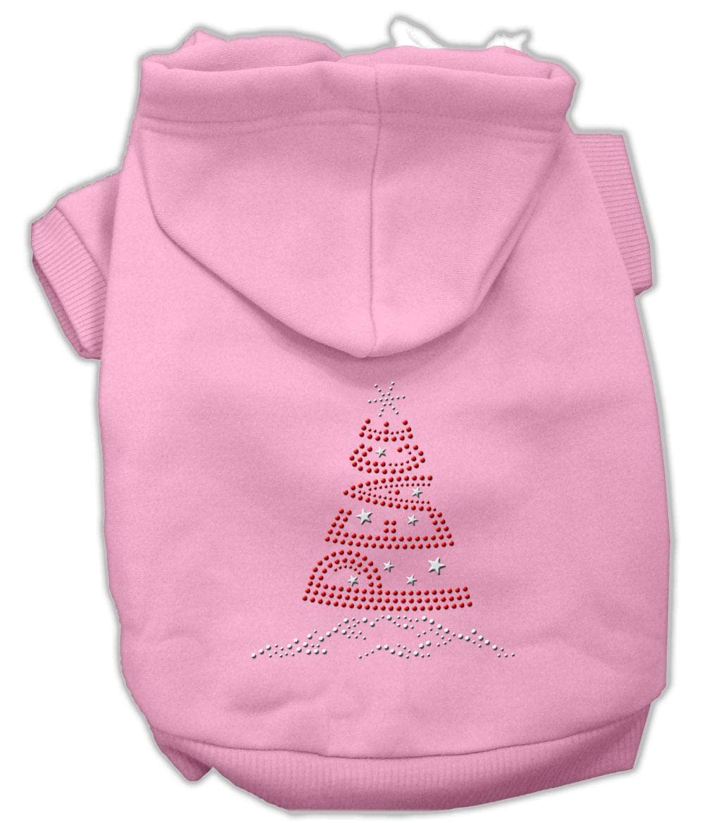 Christmas Pet Dog & Cat Hoodie Rhinestone, "Peace Tree" Black 3XL (25-35 lbs.)