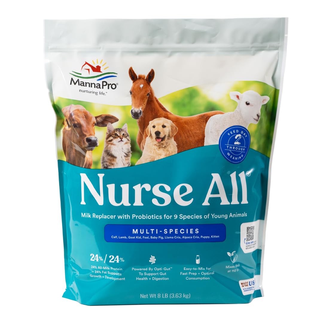 Manna Pro Nurse All Multi-Species Milk Replacer - Powered by Opti-Gut to Support Gut Health & Digestion - All-Milk Protein - Eas