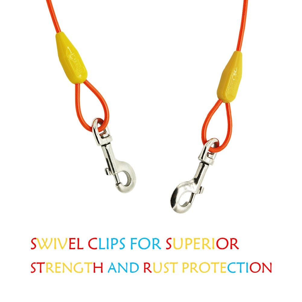 Petest 15Ft Tie-Out Cable With Crimp Cover For Large Dogs Up To 90 Pounds