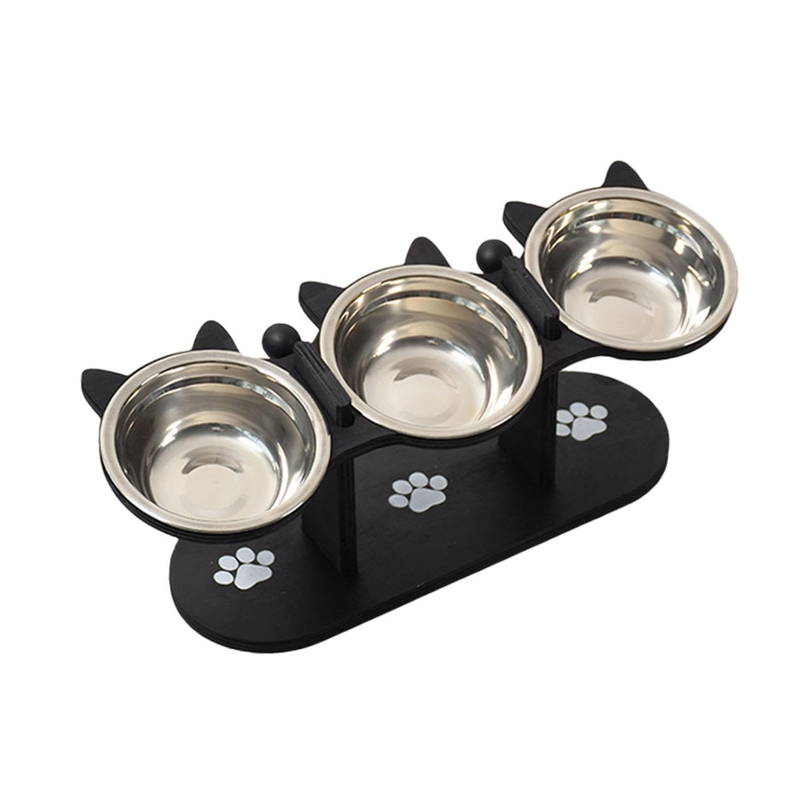 Atorse Elevated Cat Bowls Stable With 3 Stainless Steel Bowls For Small Medium Dogs Black Pet Supplies | Cat Supplies | Dishes F