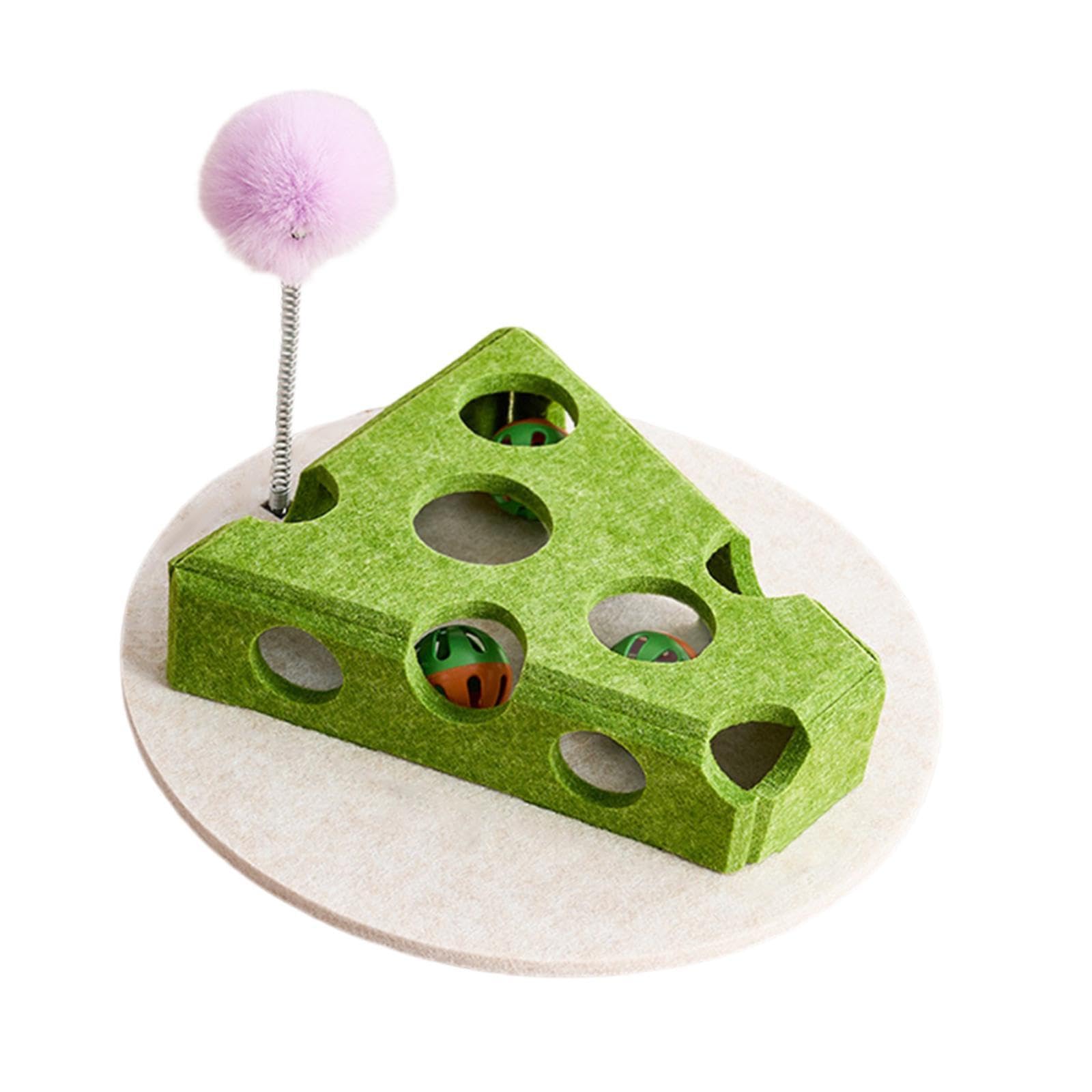 Atorse Cheese Toy For Cats Cat Teaser Felt Cats Playing Case For Home Ideal Gift Playing Green