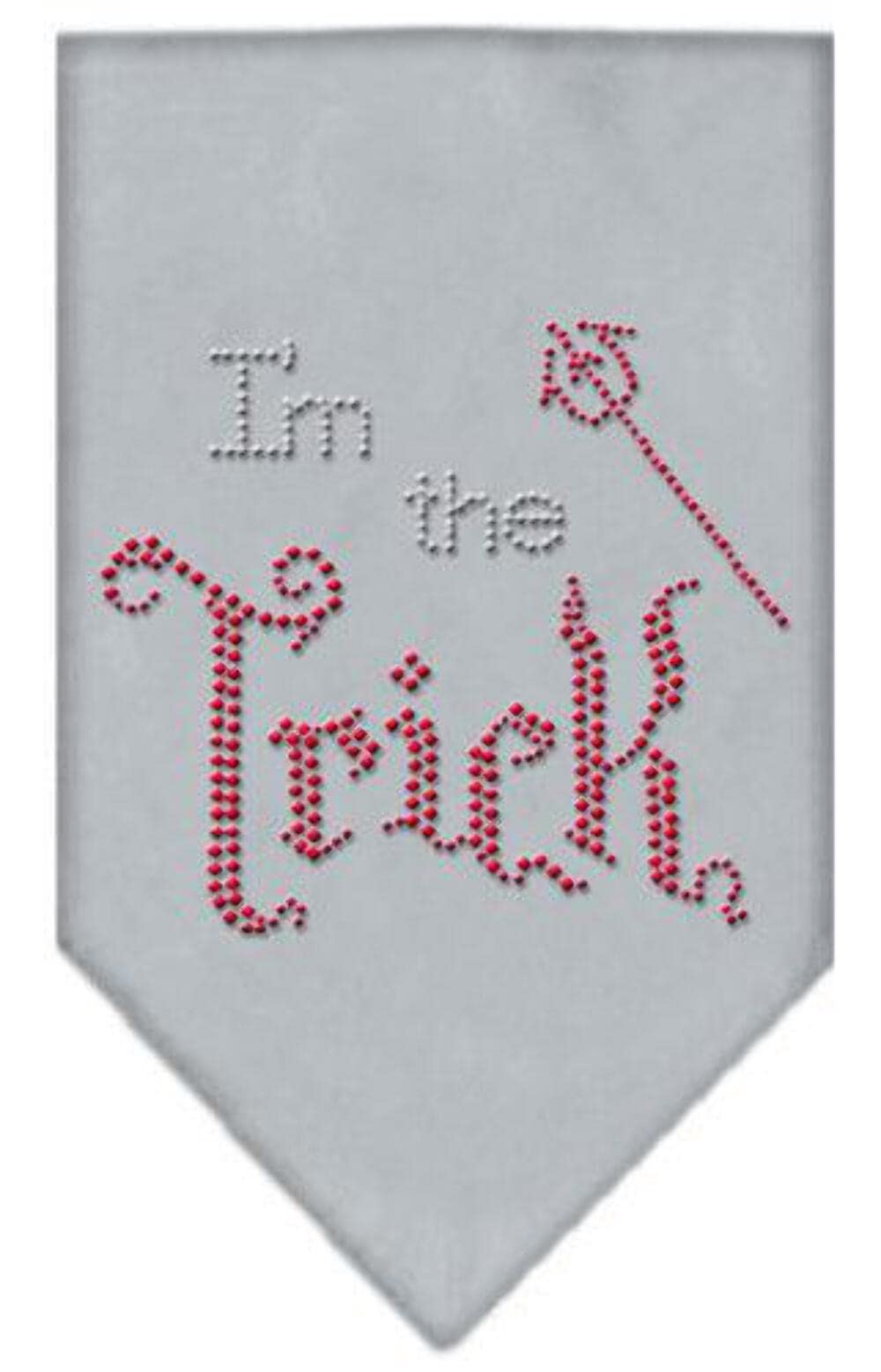 Halloween Pet and Dog Bandana Rhinestone, "I'm The Trick" White Large