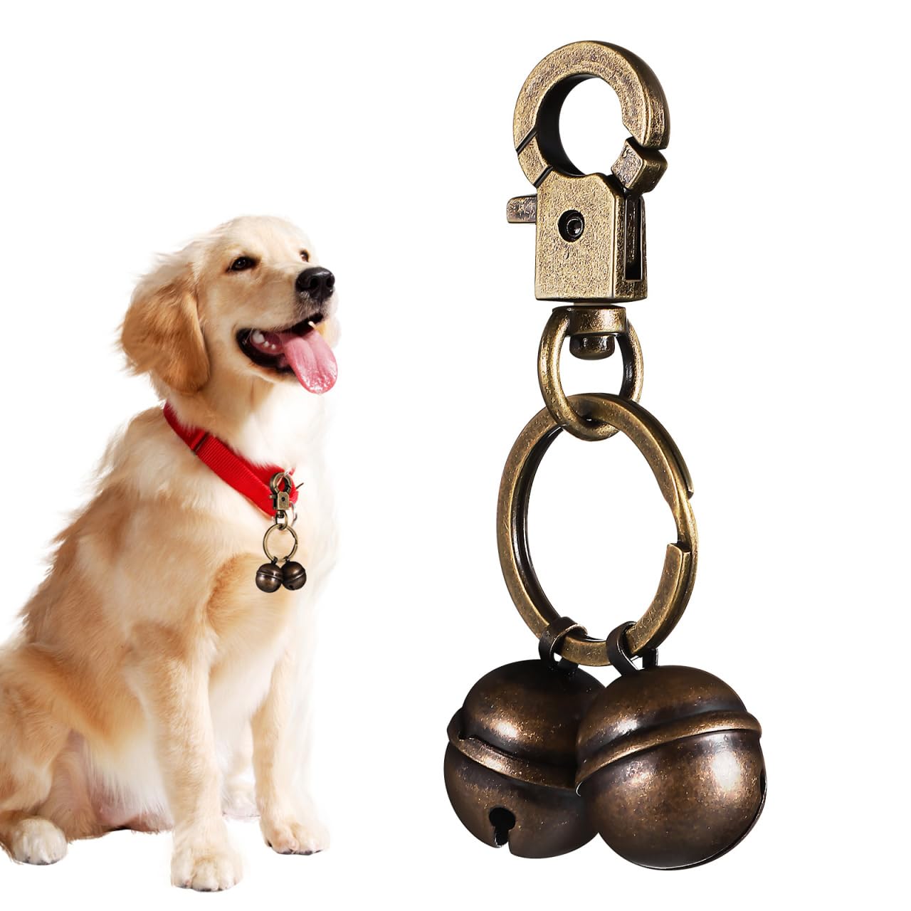 Supvox Dog Collar Bell: 2 Loud Brass Pet Bells With Spring Hook - Vintage Brass Pendant Decorative, Pet Accessories For Tracking