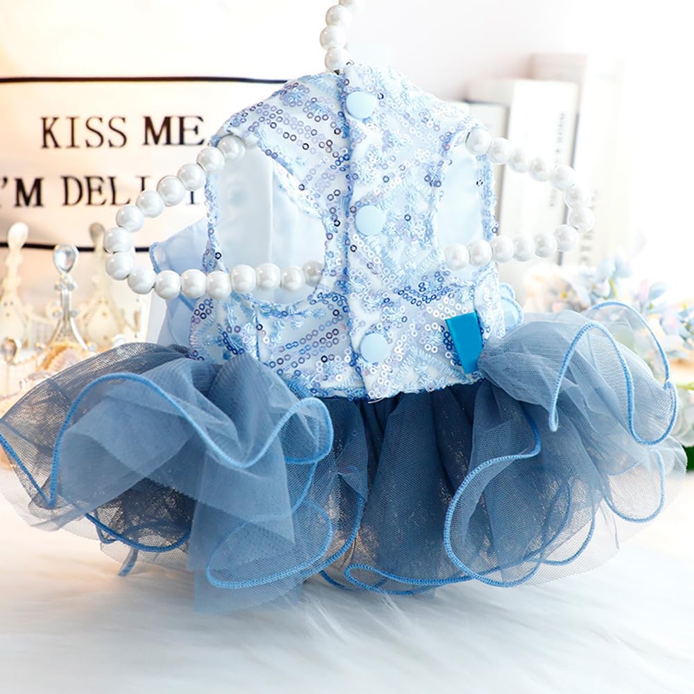 Marupet Fashion Sweet Puppy Dog Blingbling Princess Skirt Pet Dog Lace Cake Camisole Tutu Dress E-Navy M