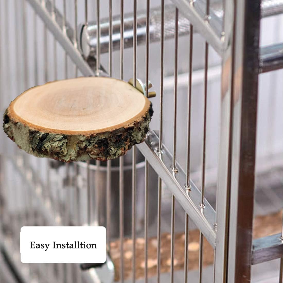 Hamiledyi Perch Platform For Bird Cage,Natural Round Wooden Stand Platform Bird Toy For Canary Parakeet Cockatiel Parrot Budgie