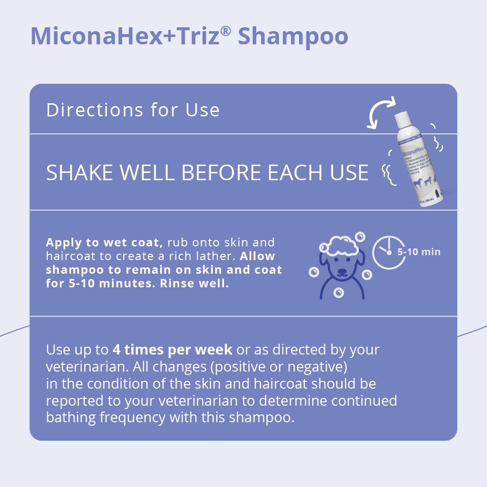 Miconahex+Triz Shampoo For Dogs, Cats And Horses, 8 Oz