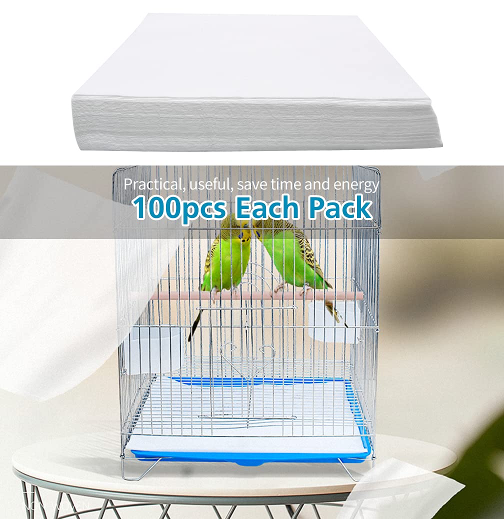 Ruby.Q Bird Cage Liner Papers, 100/200 Sheets Non-Woven Bird Cage Liners, Precut Absorbent Bird Cage Paper Liners Pet Animal Cag