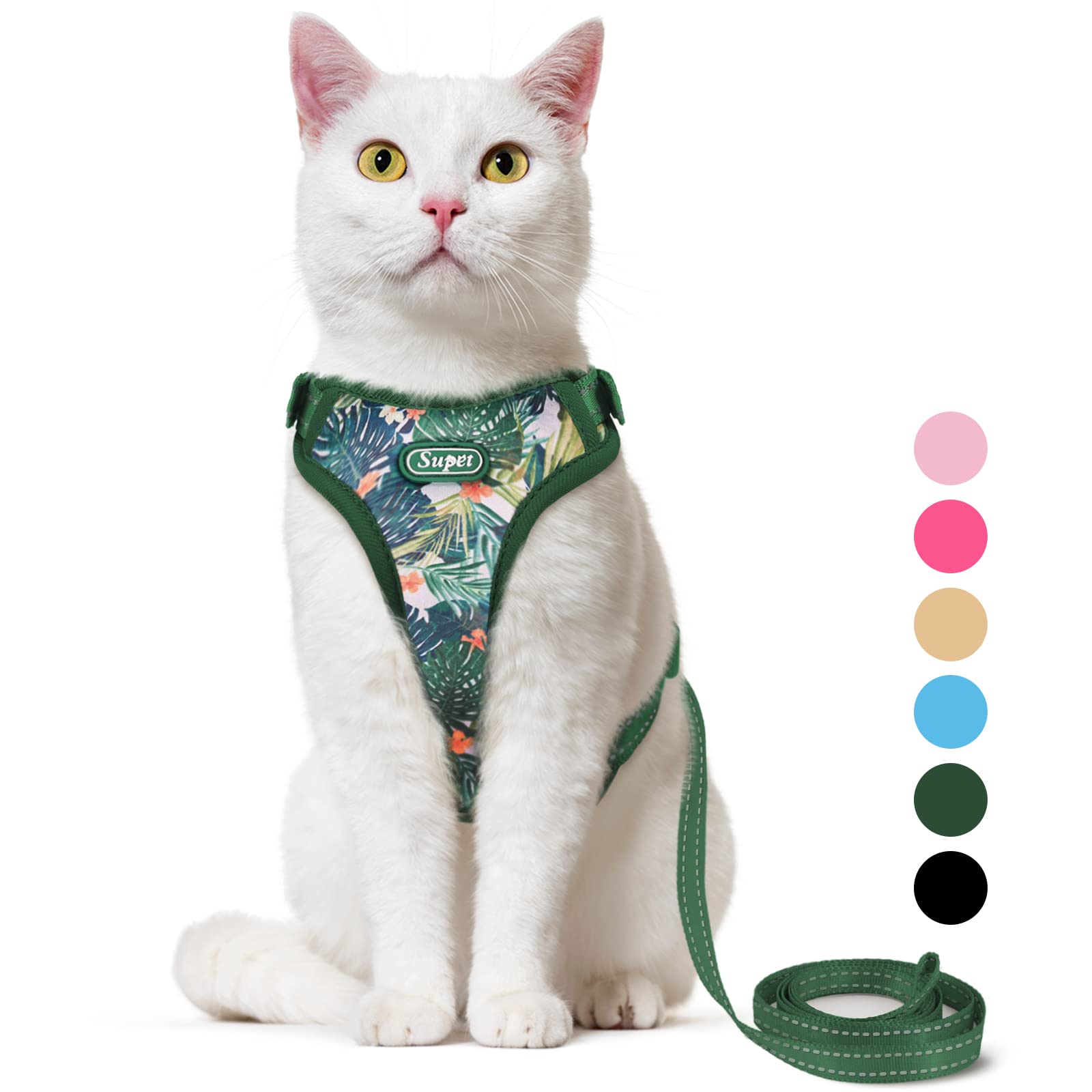 Supet Cat Harness and Leash Escape Proof for Walking, Black Plaid Cat Vest Harness and Leash Set for Large and Small Kittens Dog