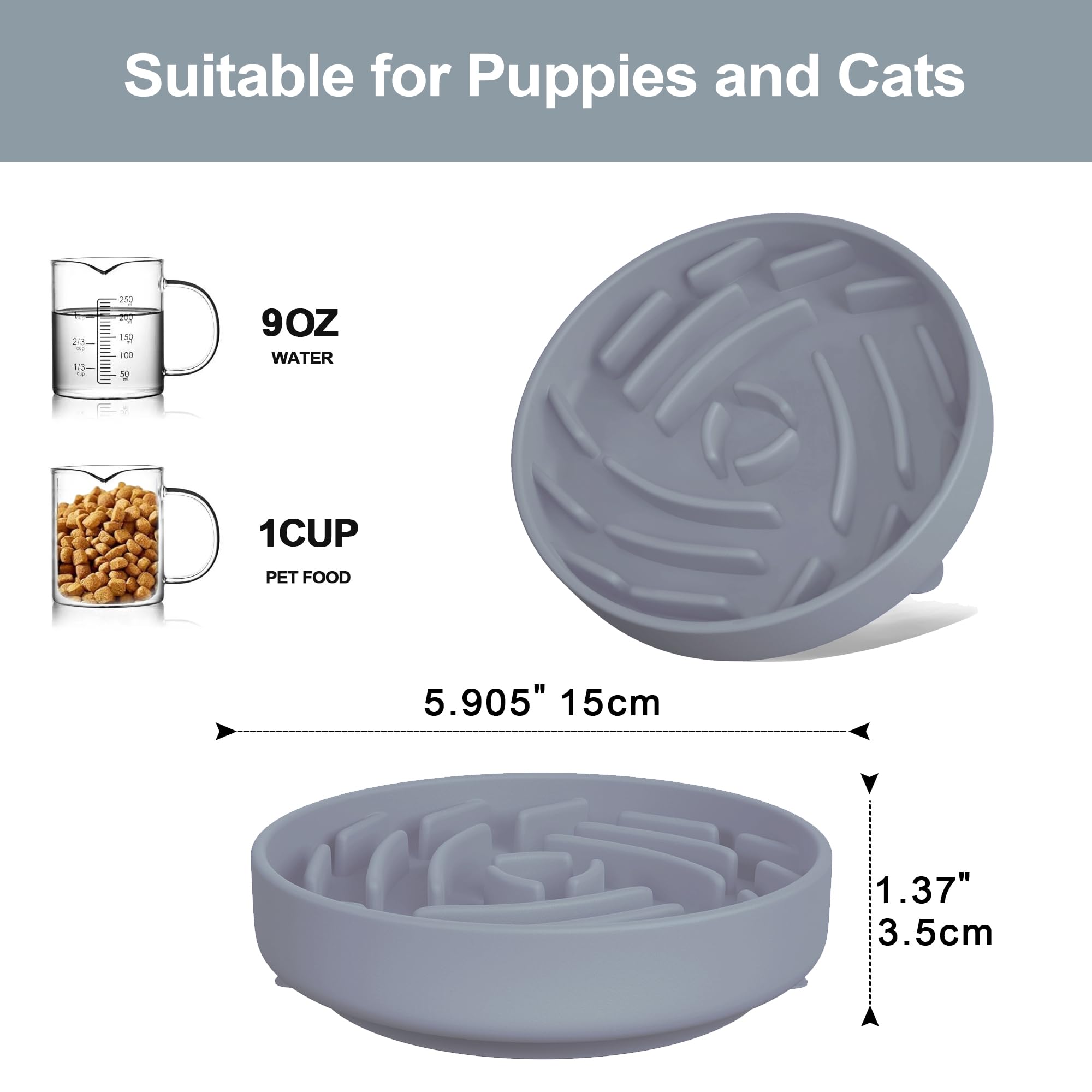 Bikabpet Silicone Slow Feeder Bowls for Dogs and Cats - Wet Food, Suction Cups, Interactive, Reduces Boredom, Anxiety, Anti-Chok