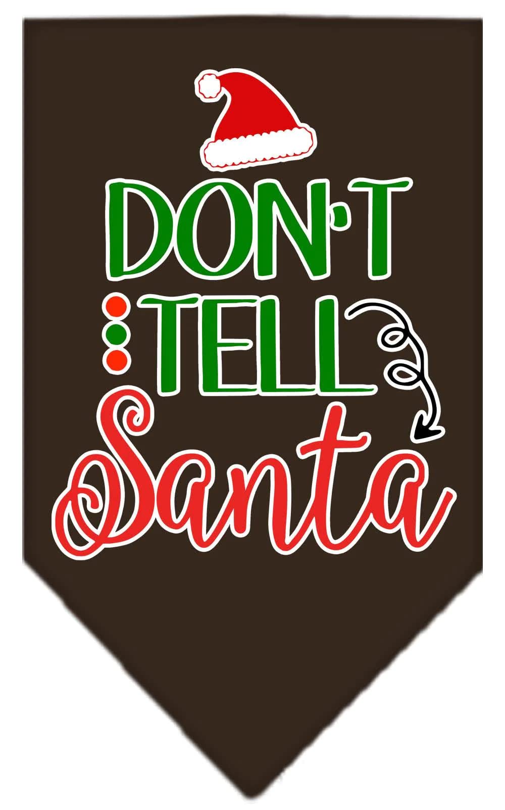 Christmas Pet and Dog Bandana Screen Printed, "Don't Tell Santa" Lime Green Large
